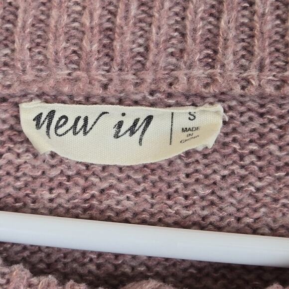 Button Henley Sweater Dusty Pink Poly Cotton Blend V-Neck SMALL Schoolgirl Crop - Picture 3 of 8